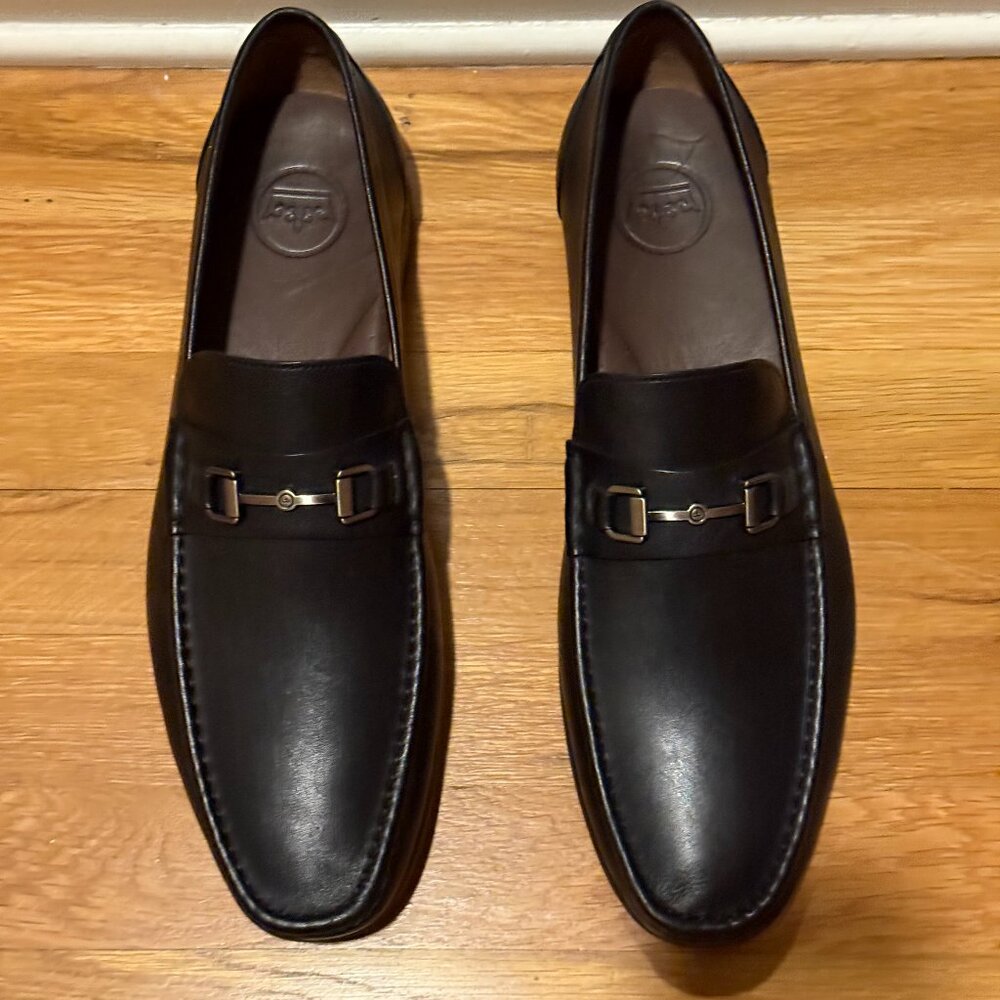 Peter Millar black leather bit loafers size 14M